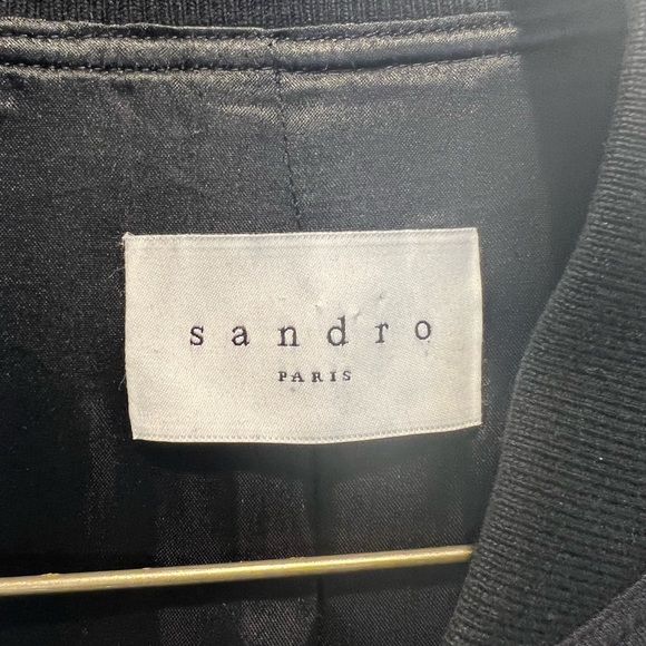 Sandro leather sleeve bomber jacket - Picture 4 of 5